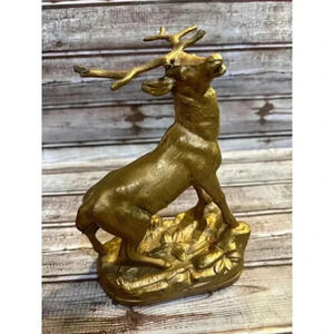 Vintage Gold Metal Deer Sculpture